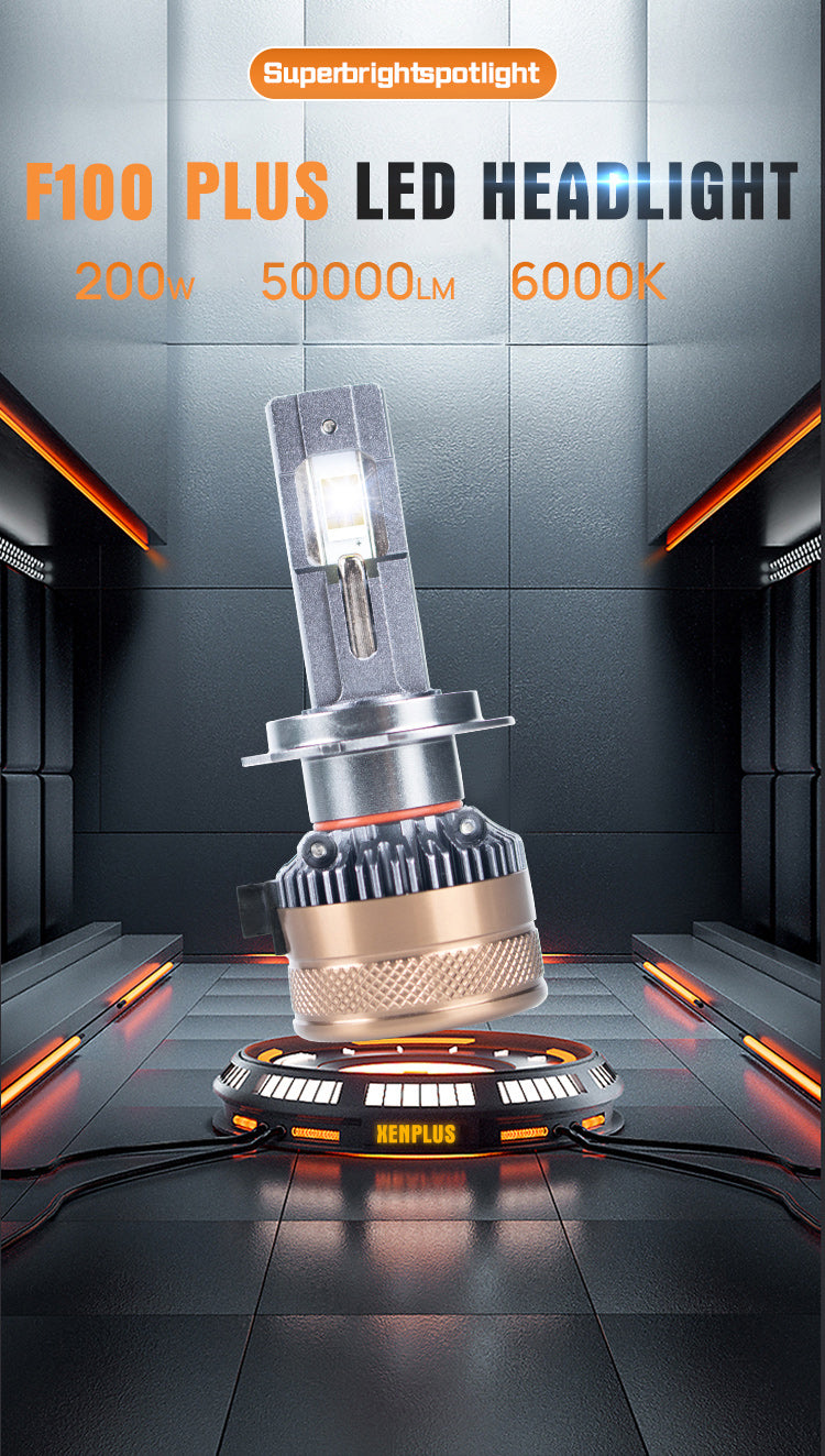 New Design High Power F100 PLUS 200w 50000lm Car H4 Led Headlight H7 Headlight H11 Car Led Headlight Bulb Auto Lighting Systems