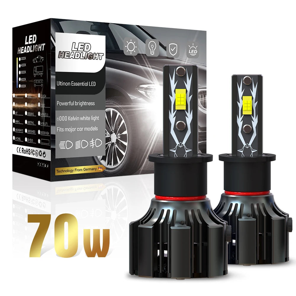 High Quality U12 12V 70W 20000Lm 6500K 3570 CHIP Fog Light Motorcycle Light 9007 Dual Beam Led Car Headlights Headlamp
