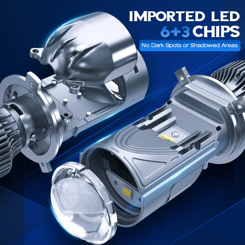P8 110W 8-32V 10000LM 6000K Customized Chip Mini Small Size Easy To Install H4 Car Headlight Bi Led Projector Lens