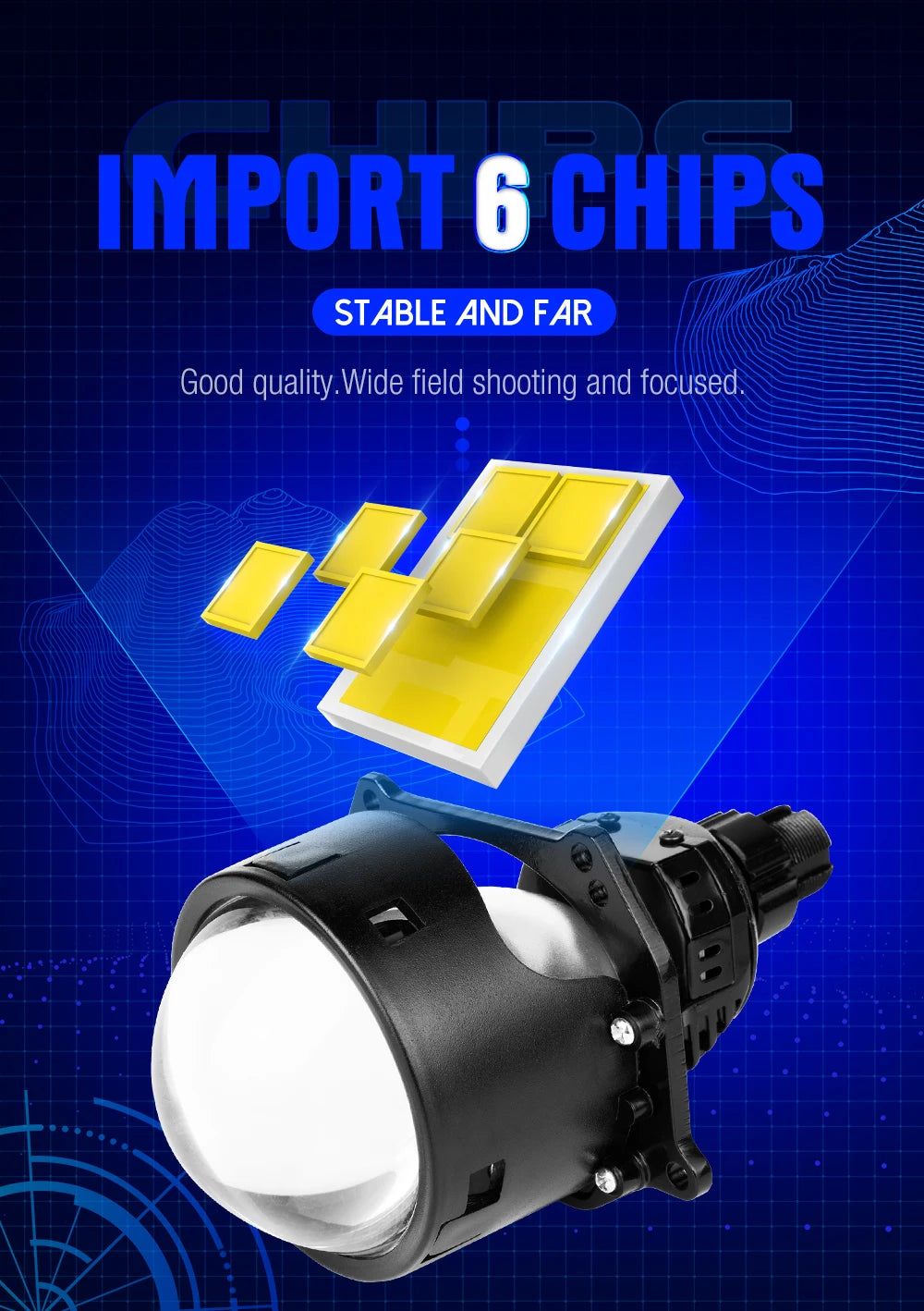 Xenplus LP28 12V 130W 50000Lm 6500K Bulbs High Power 150W Lens 3 Inch LED Car Headlight Kit with Projector Lens