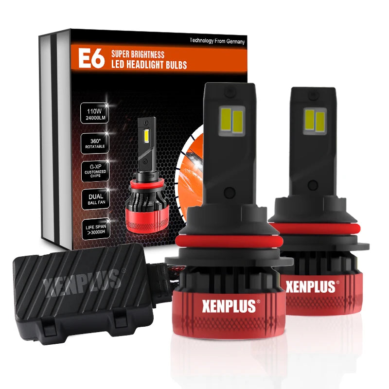Xenplus High Power 12V 110W 24000LM 6500K G-XP Chip Dual Beam E6 H4 H7 H11 Car Led Headlight Bulbs