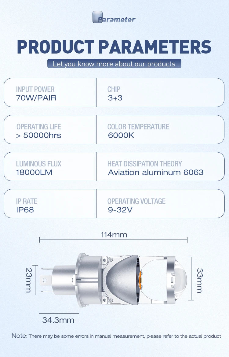 Xenplus 9~32V Low Beam 60W High Beam 70W 18000Lm Recessed Linear Led Spotlight With Anti Glare Lens Car Headlight