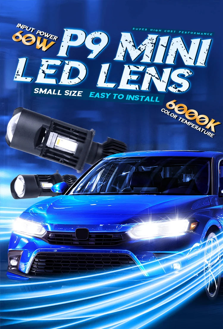 Xenplus Mini Projector Lens Headlight Retrofit Kit 20,000Lm Extremely Bright 6000K White for H4 Led Headlight Bulbs