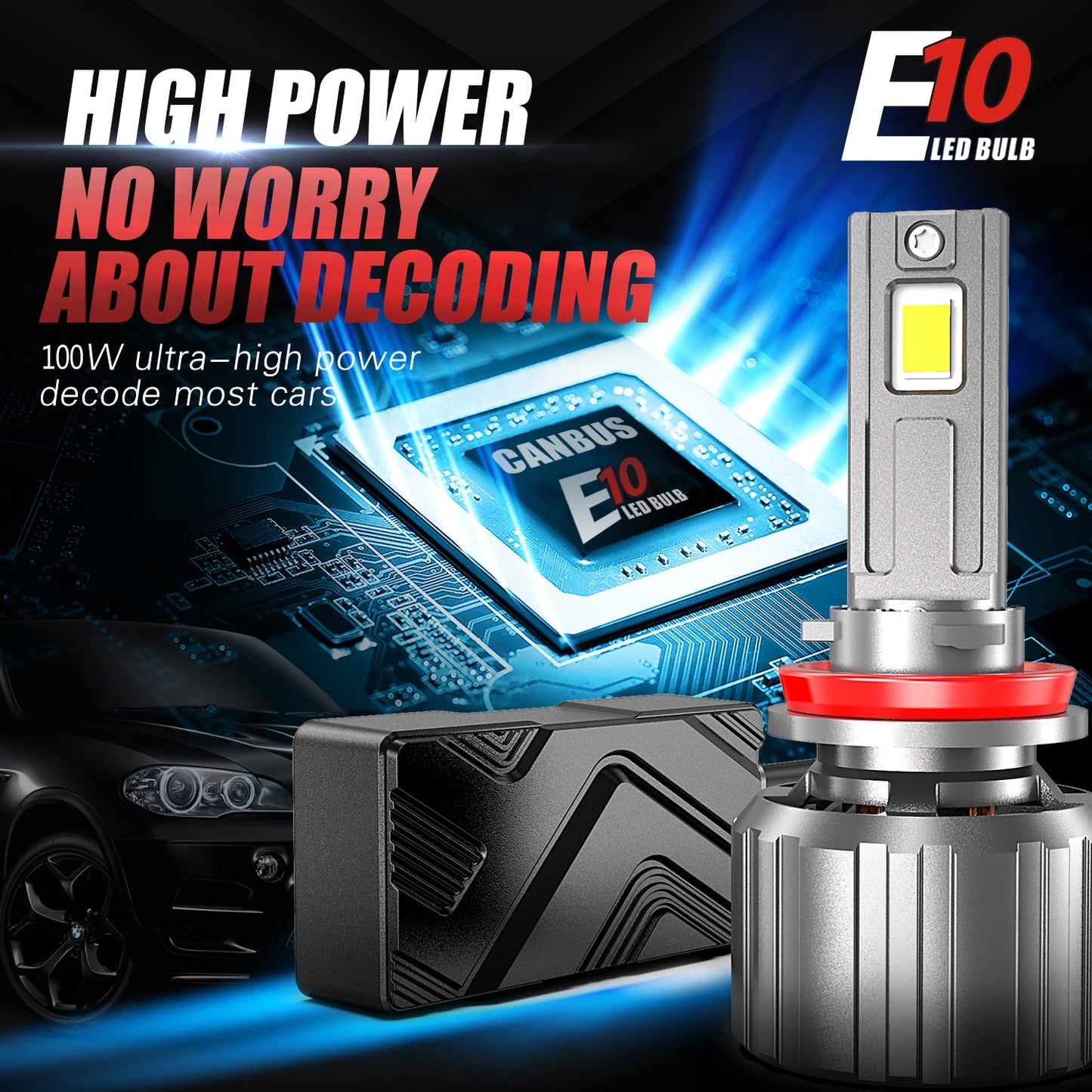 XENPLUS E10 200W 48000LM 6500K Auto H1 H3 H4 H7 H8 H11 H13 9005 9006 Motorcycle Light Fog Light Car Led Headlight Bulbs