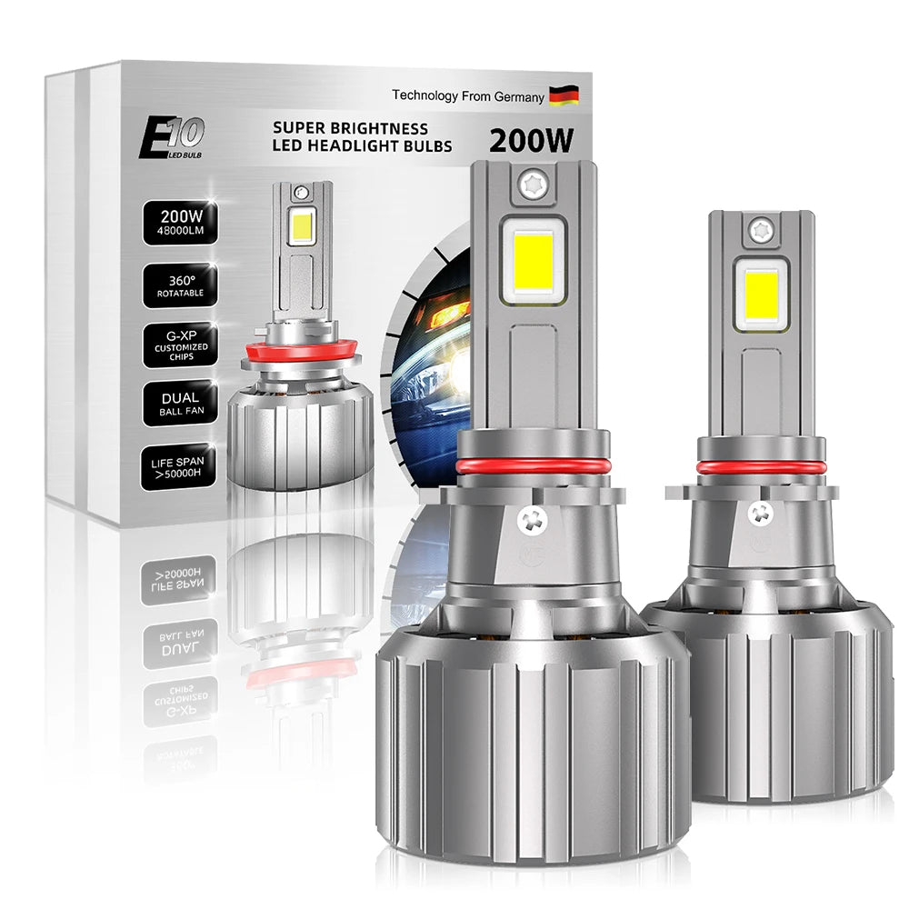 XENPLUS E10 200W 48000LM 6500K Auto H1 H3 H4 H7 H8 H11 H13 9005 9006 Motorcycle Light Fog Light Car Led Headlight Bulbs