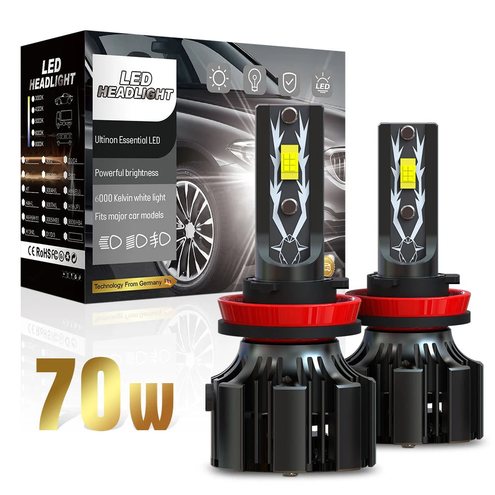 High Quality U12 12V 70W 20000Lm 6500K 3570 CHIP Fog Light Motorcycle Light 9007 Dual Beam Led Car Headlights Headlamp