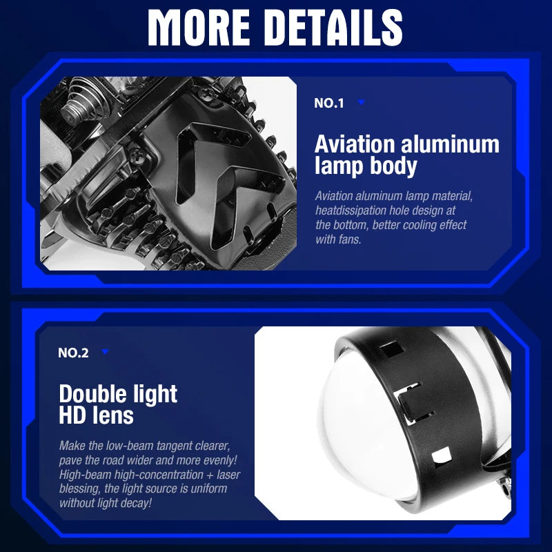 Xenplus LP28 12V 130W 50000Lm 6500K Bulbs High Power 150W Lens 3 Inch LED Car Headlight Kit with Projector Lens