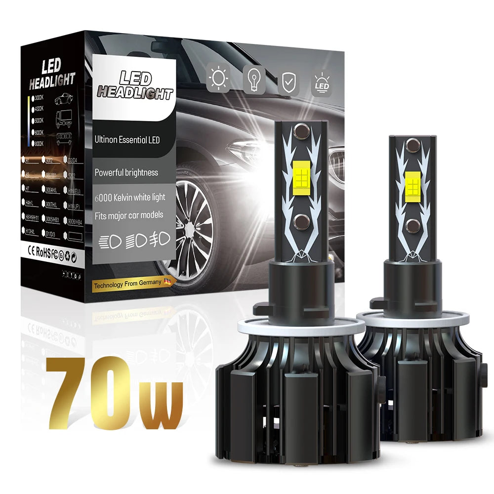 High Quality U12 12V 70W 20000Lm 6500K 3570 CHIP Fog Light Motorcycle Light 9007 Dual Beam Led Car Headlights Headlamp
