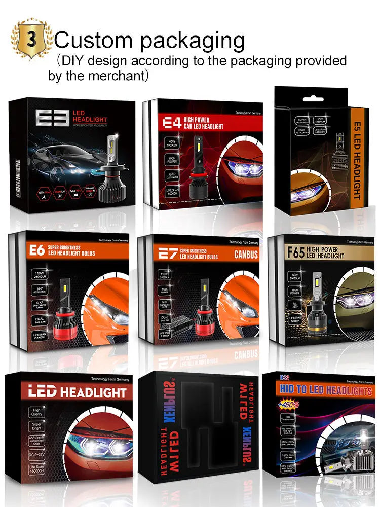XENPLUS E10 200W 48000LM 6500K Auto H1 H3 H4 H7 H8 H11 H13 9005 9006 Motorcycle Light Fog Light Car Led Headlight Bulbs
