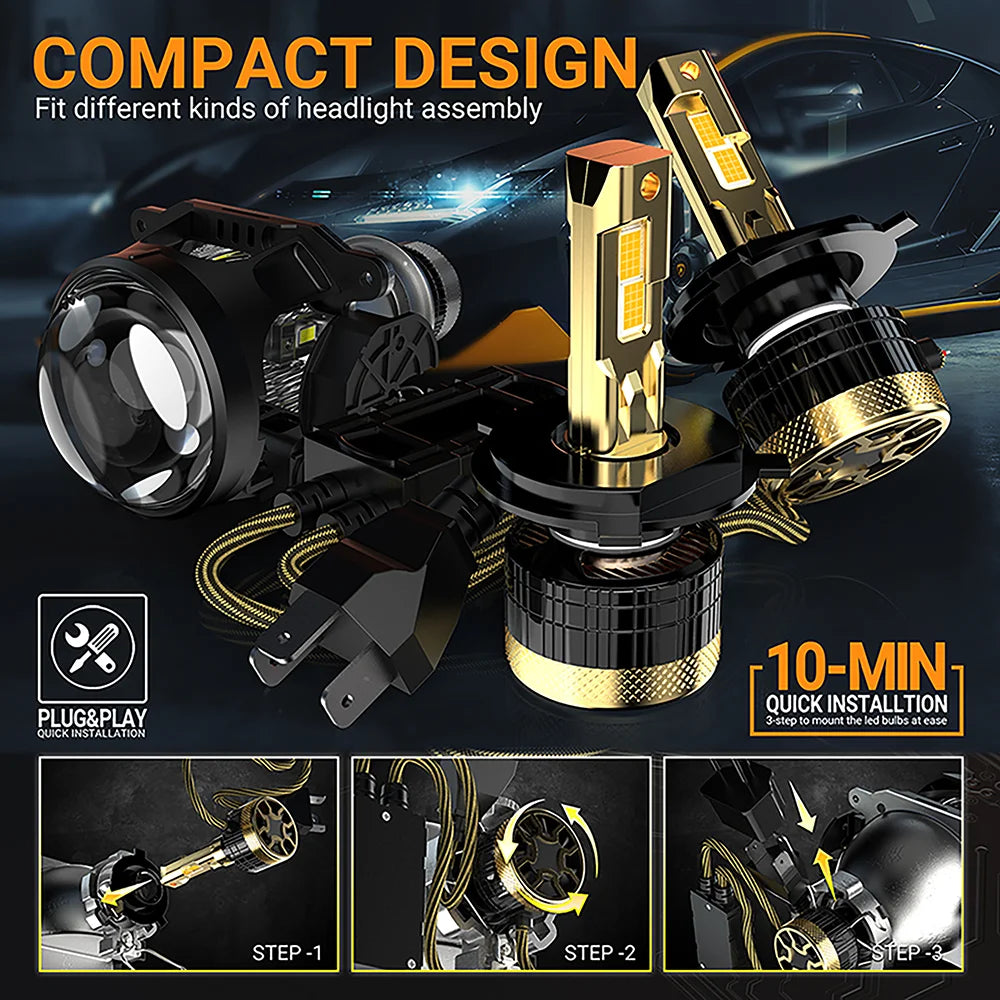 Xenplus Super Bright Golden H7 Single Base 6000K 16000lm 240w H7 Led Headlights H4 Led Headlight Bulb for Universal Car