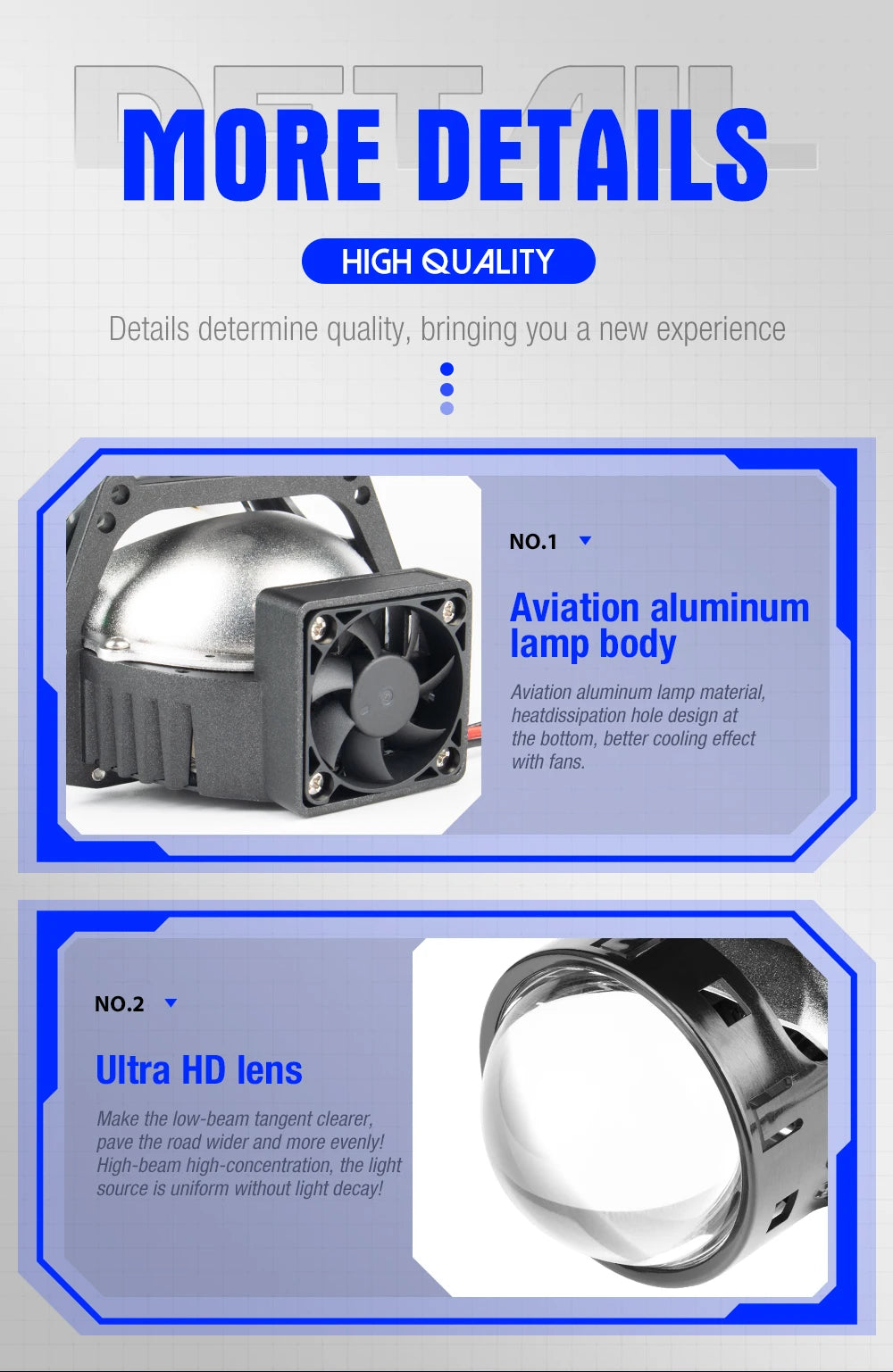 XENPLUS LP30 3-Inch 150W 50000LM Bi LED Projector Lens Non-Destructive for RHD/LHD Hot Sale 12V Car Accessory for All Cars