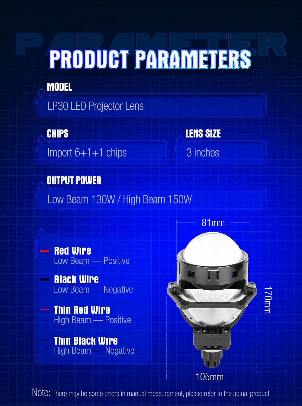 XENPLUS LP30 3-Inch 150W 50000LM Bi LED Projector Lens Non-Destructive for RHD/LHD Hot Sale 12V Car Accessory for All Cars