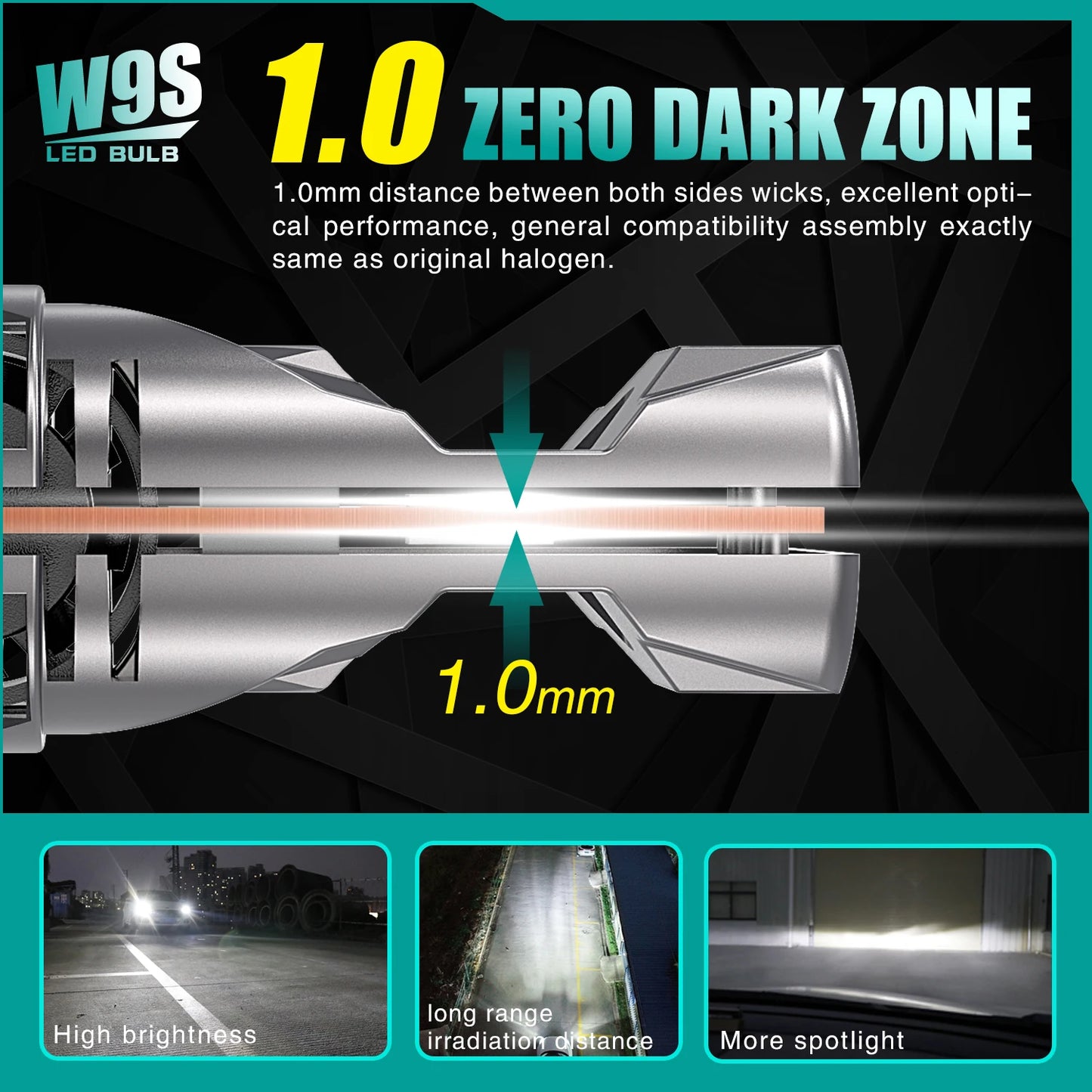 Super Bright W9S H7 7535 CSP Chip 12V 30W 5400LM 6500k Car Led H7 Headlight Bulbs