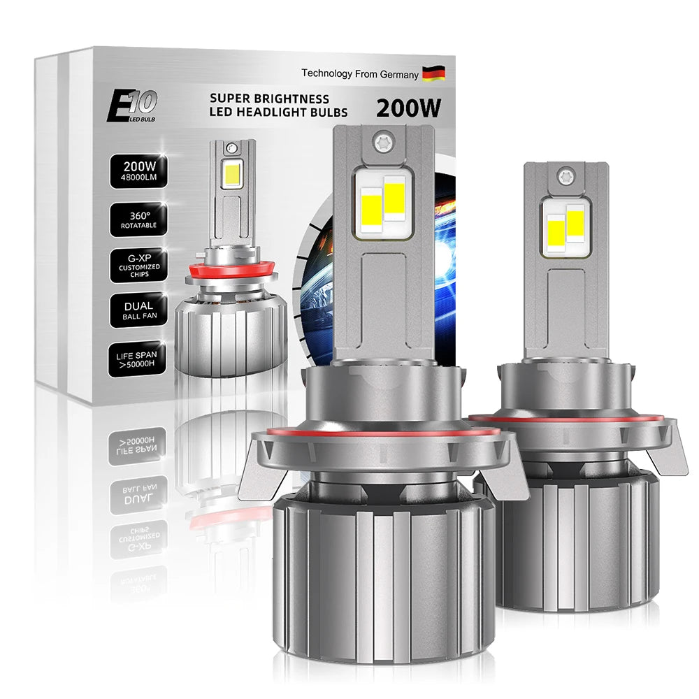 XENPLUS E10 200W 48000LM 6500K Auto H1 H3 H4 H7 H8 H11 H13 9005 9006 Motorcycle Light Fog Light Car Led Headlight Bulbs