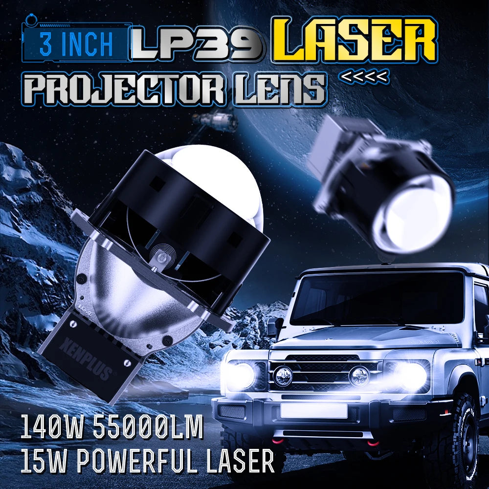 Xenplus LP39 Bi Led Projector 140w 6500k Upgraded Headlights Modified Universal 3 Inch Headlight Projector Double Lamp Cup Lens