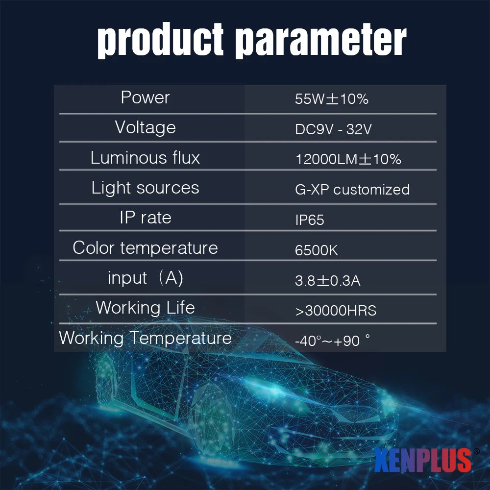 Xenplus High Power 12V 110W 24000LM 6500K G-XP Chip Dual Beam E6 H4 H7 H11 Car Led Headlight Bulbs