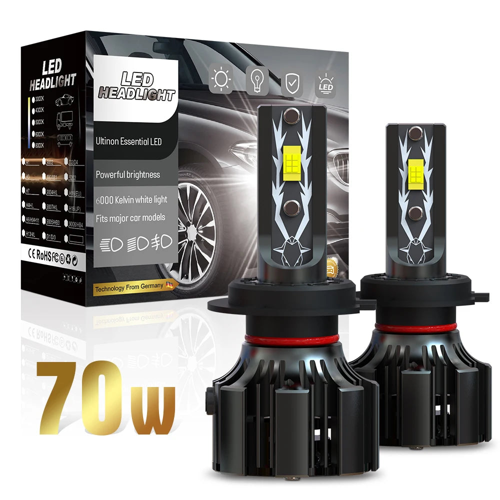 High Quality U12 12V 70W 20000Lm 6500K 3570 CHIP Fog Light Motorcycle Light 9007 Dual Beam Led Car Headlights Headlamp