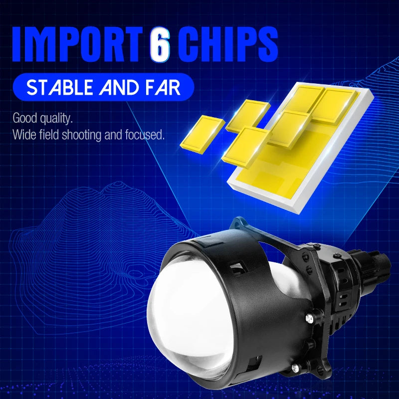 Xenplus LP28 12V 130W 50000Lm 6500K Bulbs High Power 150W Lens 3 Inch LED Car Headlight Kit with Projector Lens