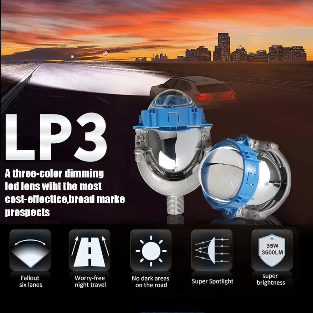 Xenplus Lp3 3Inch 90W 8000Lm 3000K 5000K 6500K 3 Color Headlight High Low Beam Bi Led Lens Projector