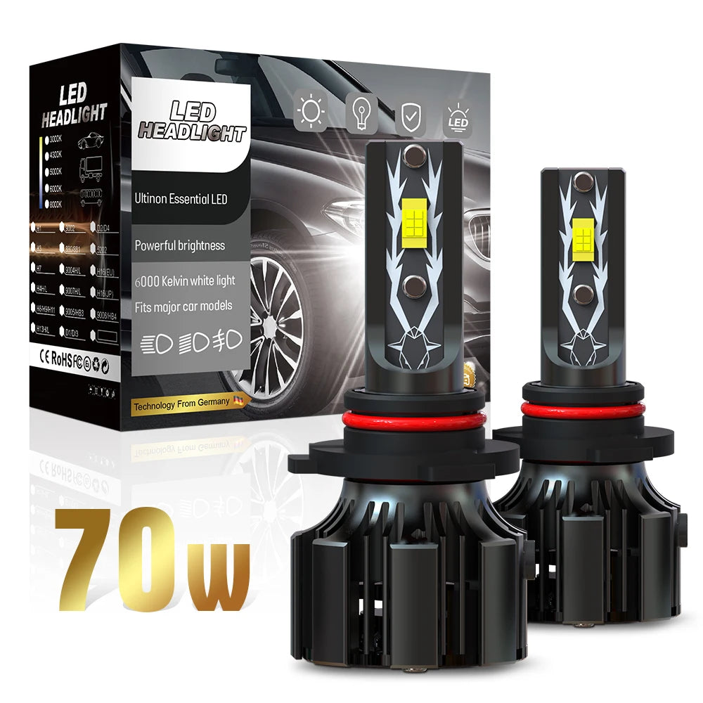 High Quality U12 12V 70W 20000Lm 6500K 3570 CHIP Fog Light Motorcycle Light 9007 Dual Beam Led Car Headlights Headlamp
