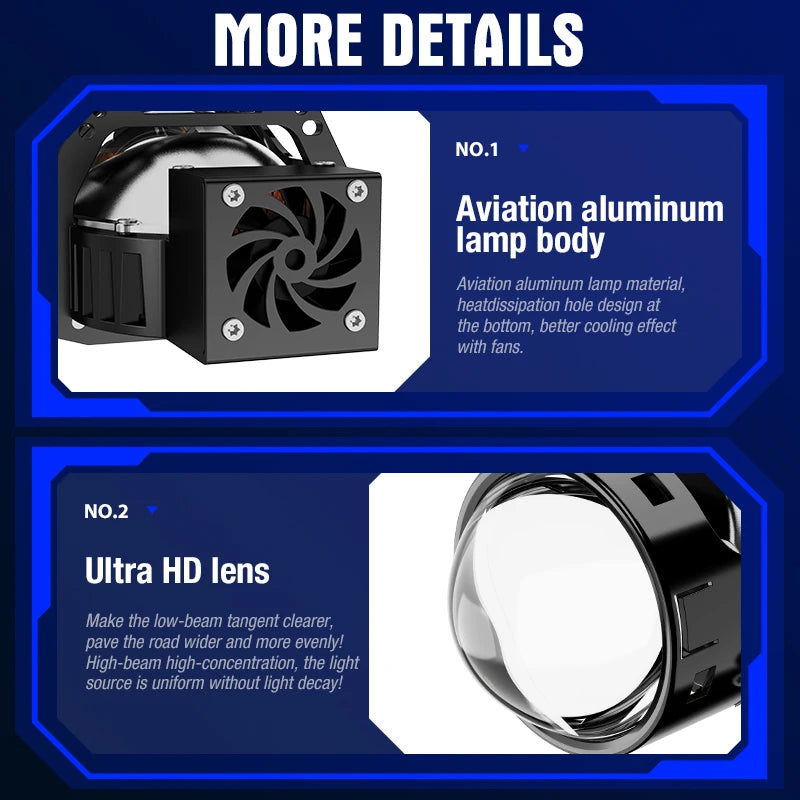 XENPLUS LP37 180W 50000LM 6500K IP68 Waterproof High Power Strobe 3 Inch Led Projector Lens