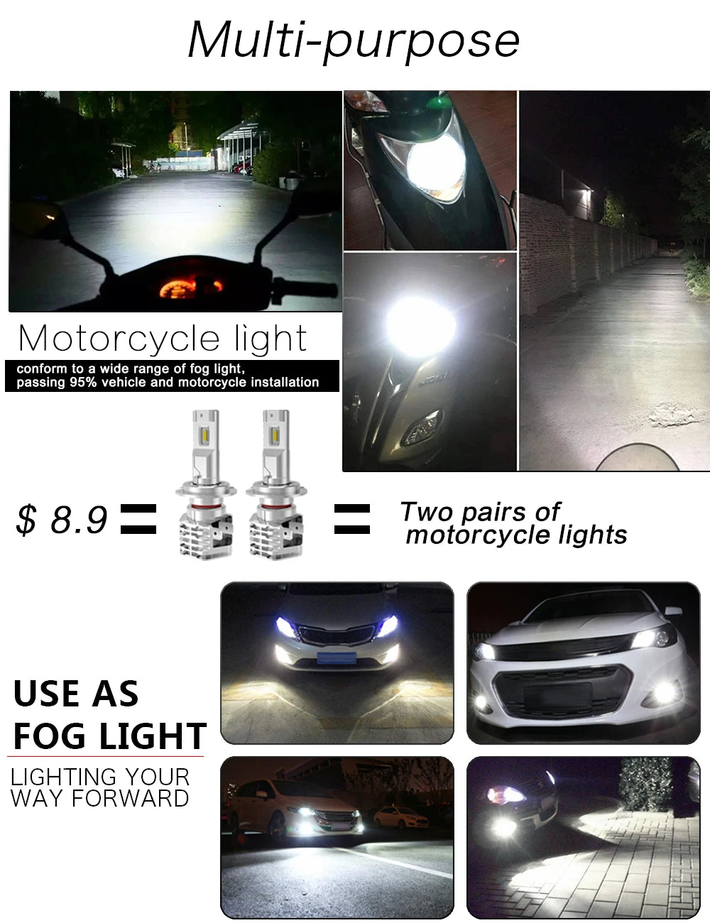 Plug and Play W3 EUTECTIC Chip Led Fog Light 12V 25W 9005 Hb3 9006 Hb4 H11 H4 H7 H8 H16 9012 Led Auto Car Led Headlight