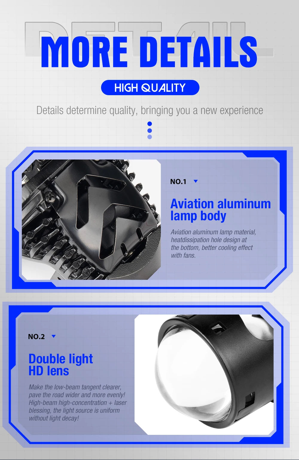 Xenplus LP28 12V 130W 50000Lm 6500K Bulbs High Power 150W Lens 3 Inch LED Car Headlight Kit with Projector Lens