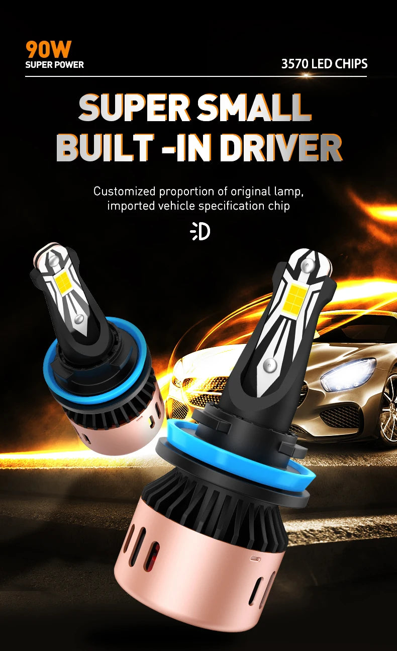 Xenplus U16 12V 45W 12000Lm 6000K IP68 Fahren H1 H3 H4 H7 H8 H9 H11 H13 Led Headlight Bulb for Motorcycles