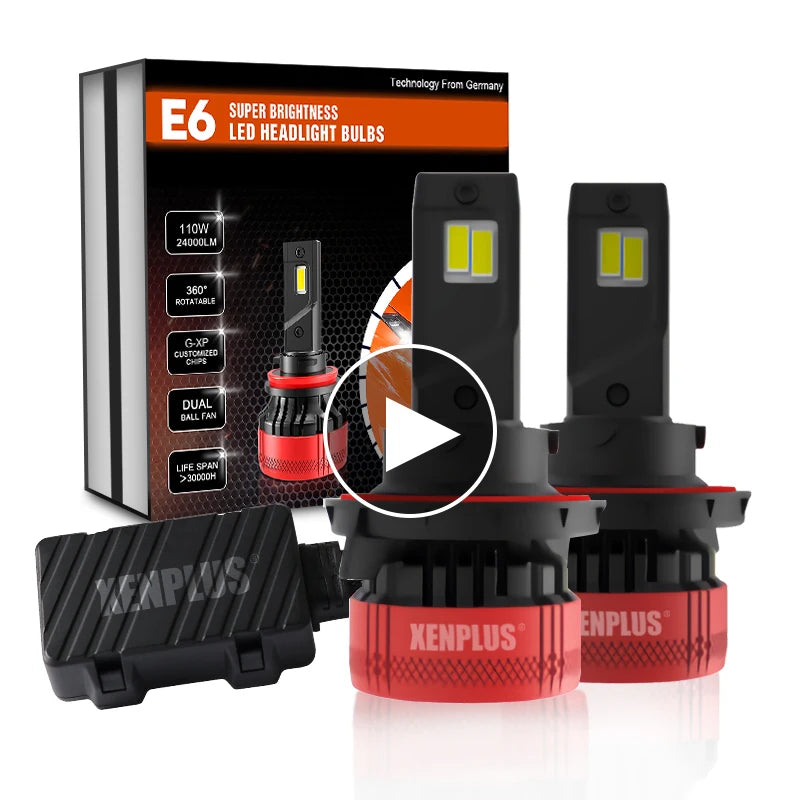 Xenplus High Power 12V 110W 24000LM 6500K G-XP Chip Dual Beam E6 H4 H7 H11 Car Led Headlight Bulbs
