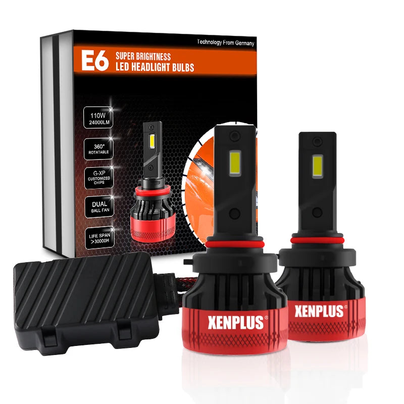 Xenplus High Power 12V 110W 24000LM 6500K G-XP Chip Dual Beam E6 H4 H7 H11 Car Led Headlight Bulbs