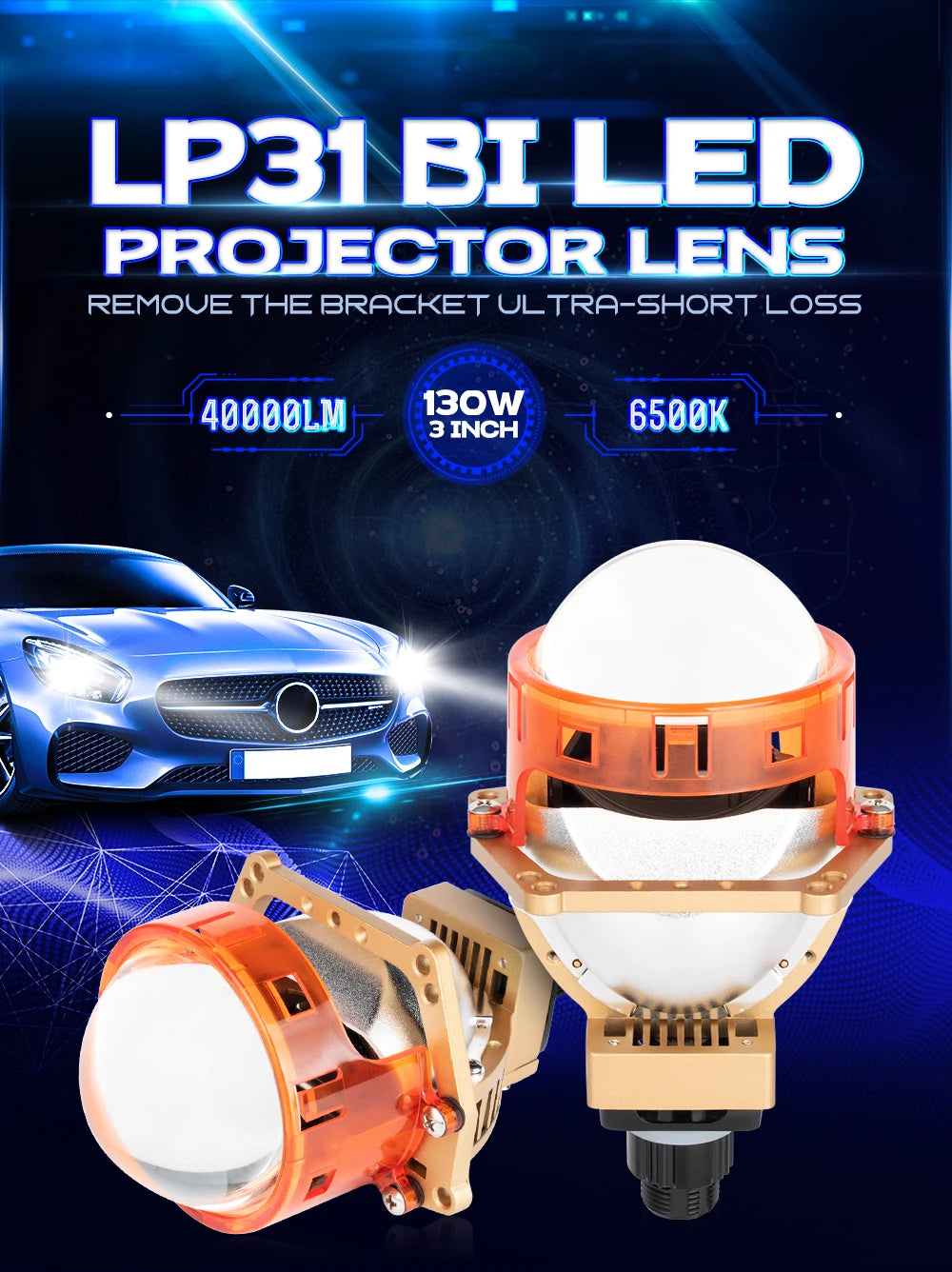 XENPLUS LOW PRICE LP31 3 INCH 110W RHD/LHD 12V 40000LM 6000K IP68 Car Fog Light Bi Led Projector Lens