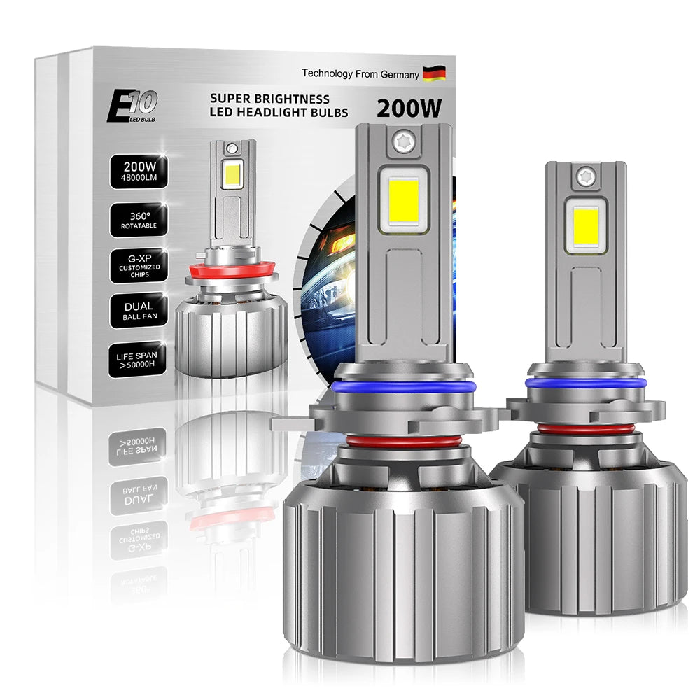 XENPLUS E10 200W 48000LM 6500K Auto H1 H3 H4 H7 H8 H11 H13 9005 9006 Motorcycle Light Fog Light Car Led Headlight Bulbs