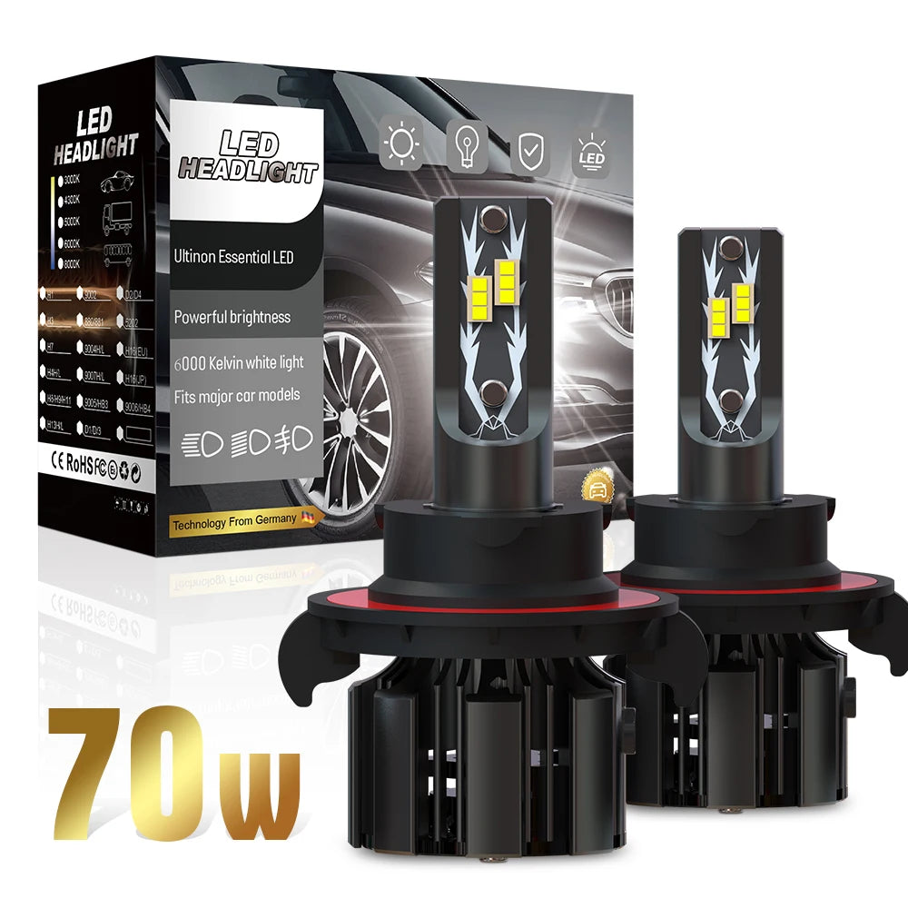High Quality U12 12V 70W 20000Lm 6500K 3570 CHIP Fog Light Motorcycle Light 9007 Dual Beam Led Car Headlights Headlamp