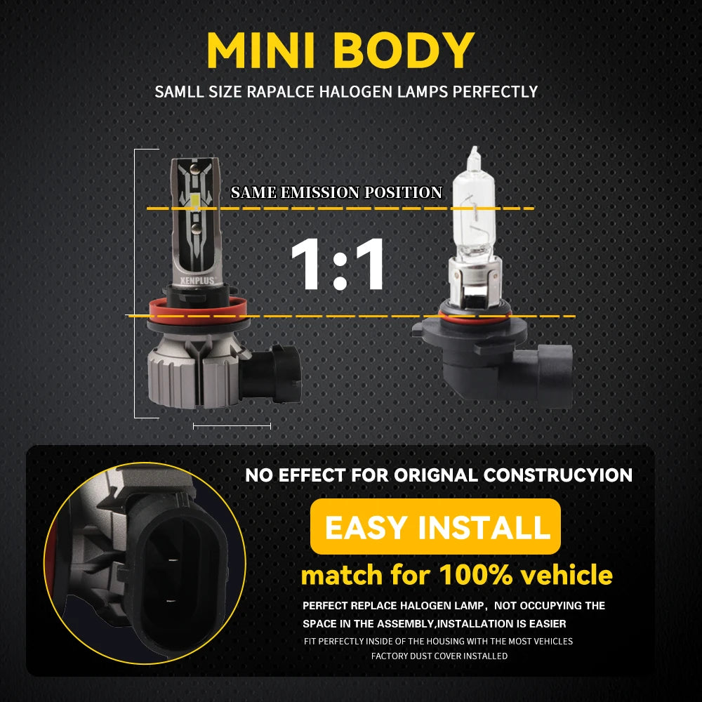 Xenplus 880 Led Fog Light Bulb H1 H7 H8 HB4 H13 Led Headlight 6000K Waterproof 50W 360-degree Led Car Headlight