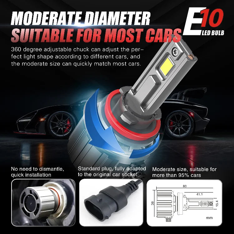 XENPLUS E10 200W 48000LM 6500K Auto H1 H3 H4 H7 H8 H11 H13 9005 9006 Motorcycle Light Fog Light Car Led Headlight Bulbs