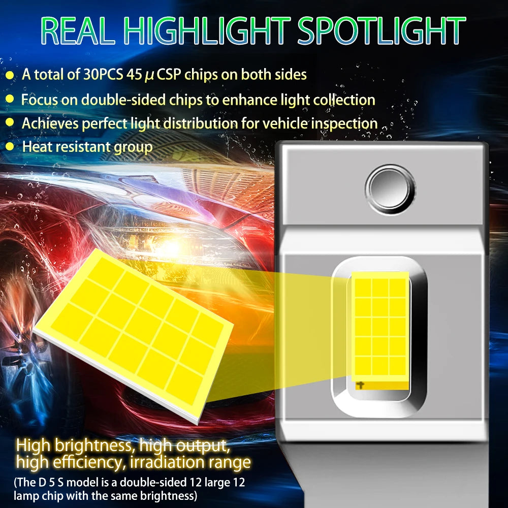 Xenplus Newest DA1 D4S D4R Upgrade 600% Bright 35W Led Headlights Conversion Kit Plug and Play To Original HID Ballast