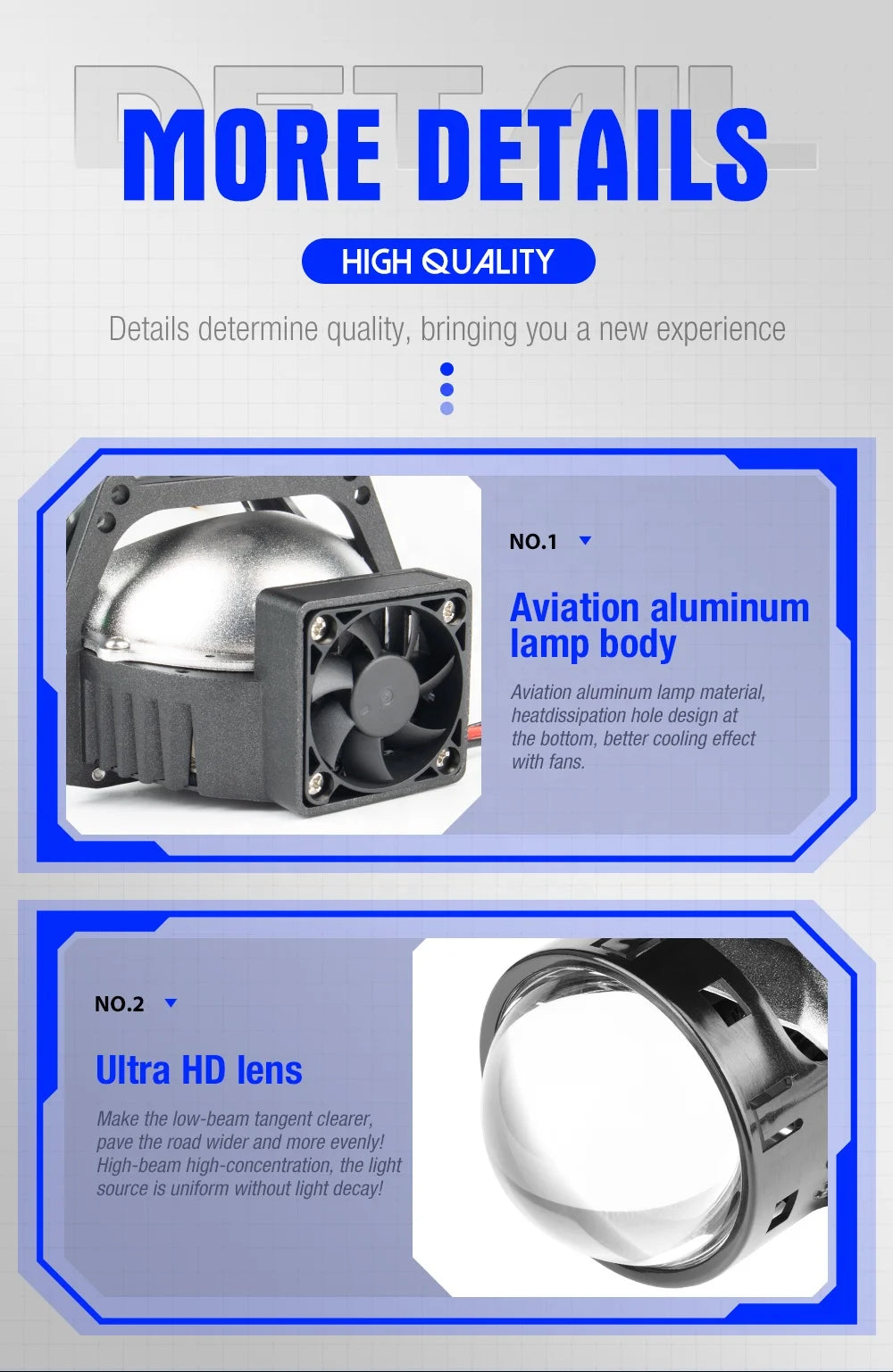 XENPLUS LP30 3-Inch 150W 50000LM Bi LED Projector Lens Non-Destructive for RHD/LHD Hot Sale 12V Car Accessory for All Cars