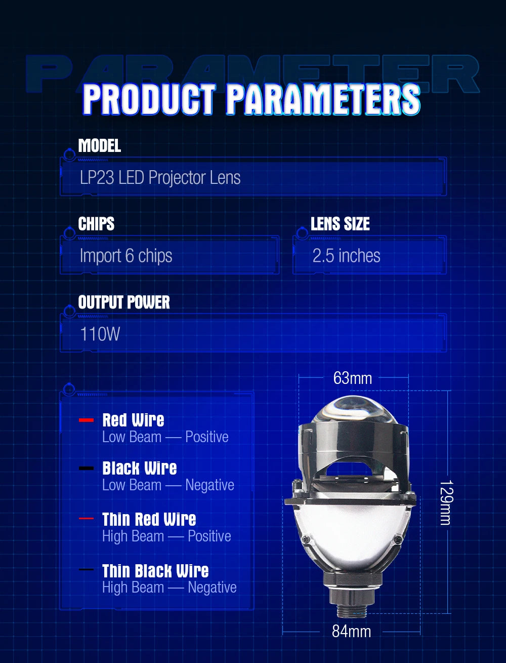 XENPLUS LP23 2.5 INCH 110W RHD/LHD 12V 10000LM 6000K IP68 H4 Led Light Car Led Headlight Bulb Led Projector Lens