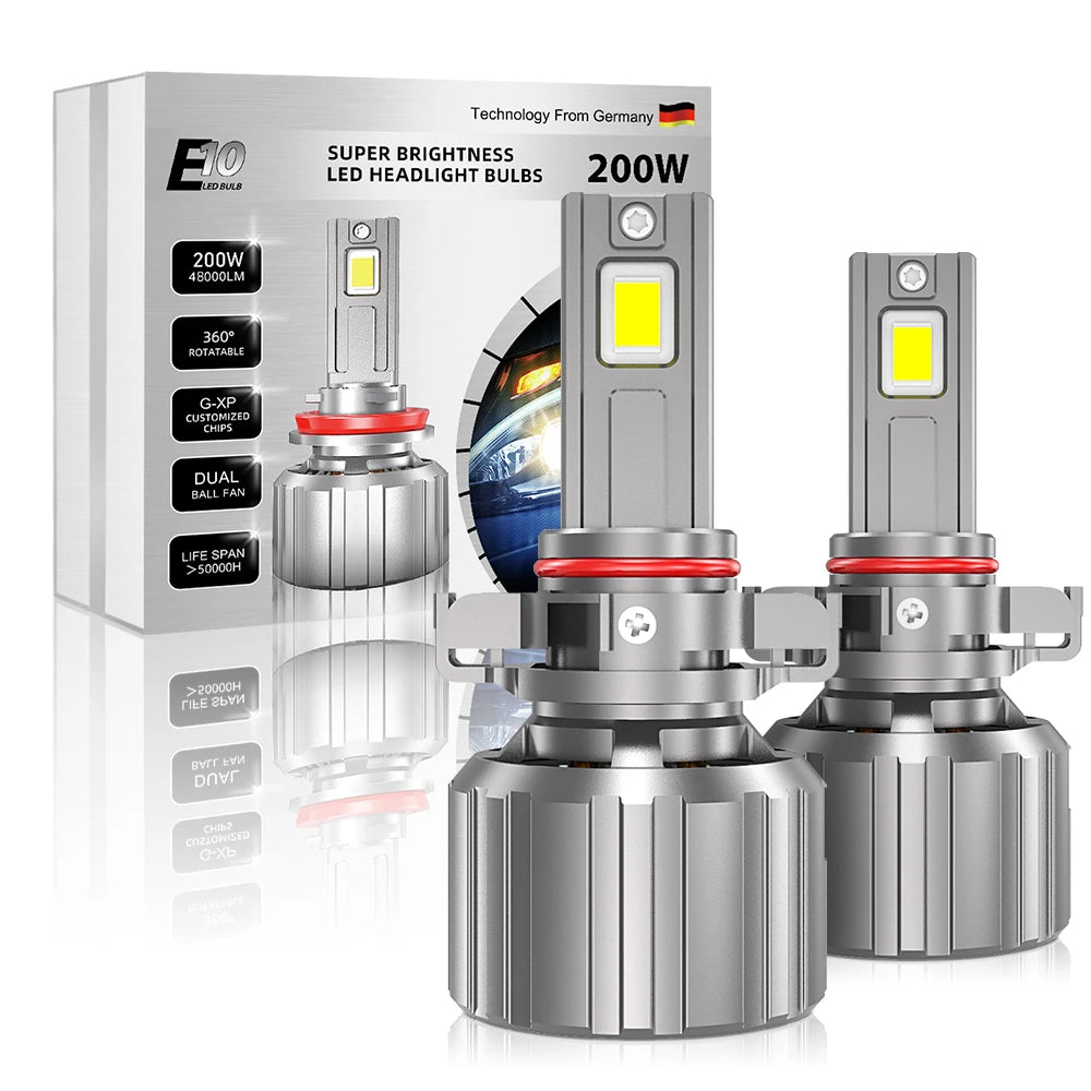 XENPLUS E10 200W 48000LM 6500K Auto H1 H3 H4 H7 H8 H11 H13 9005 9006 Motorcycle Light Fog Light Car Led Headlight Bulbs