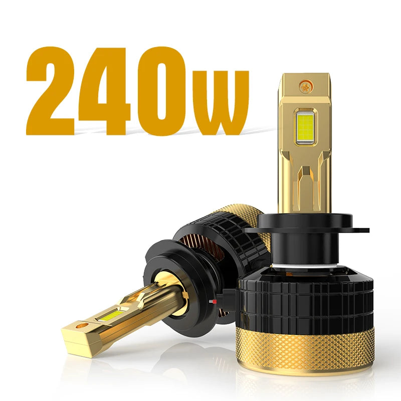Xenplus Super Bright Golden H7 Single Base 6000K 16000lm 240w H7 Led Headlights H4 Led Headlight Bulb for Universal Car