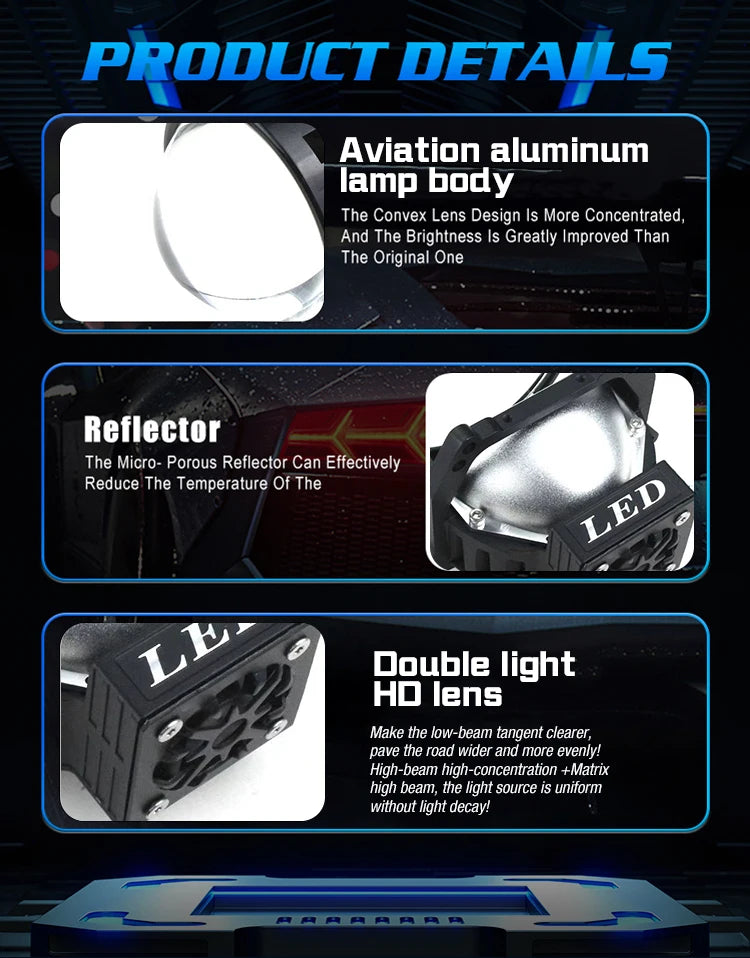 Xenplus Hot Sale High Quality LP45 60w 2.5 Inch Bi Led Lens With Universal Bracket Car Styling Modification Retrofit Headlights