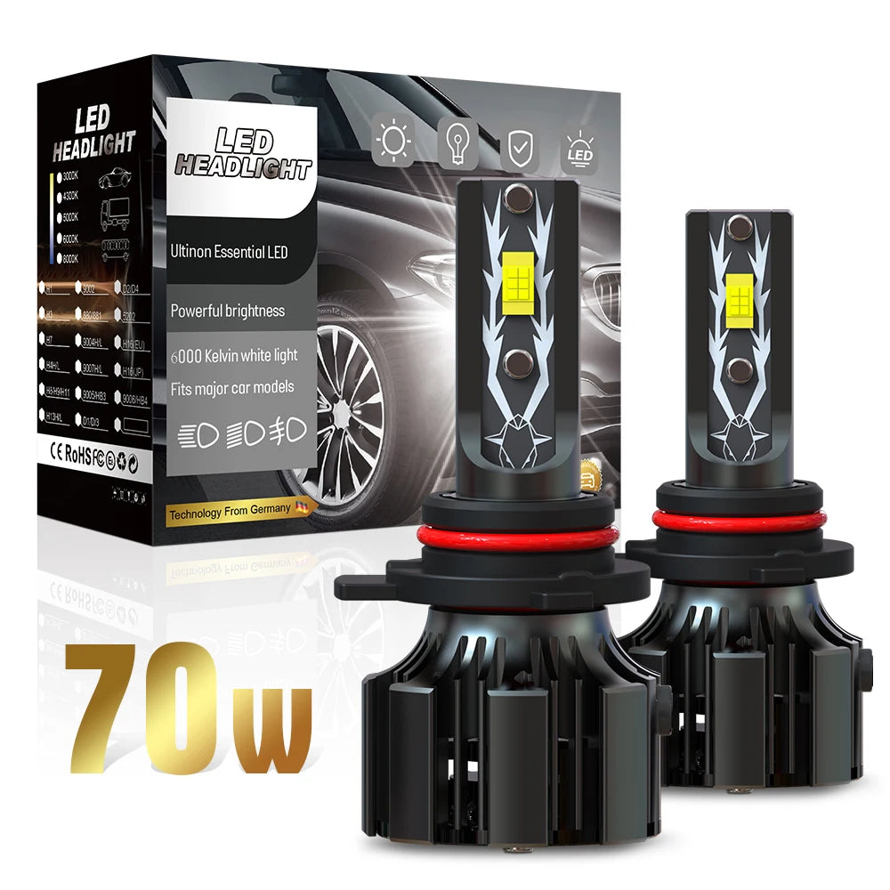 High Quality U12 12V 70W 20000Lm 6500K 3570 CHIP Fog Light Motorcycle Light 9007 Dual Beam Led Car Headlights Headlamp
