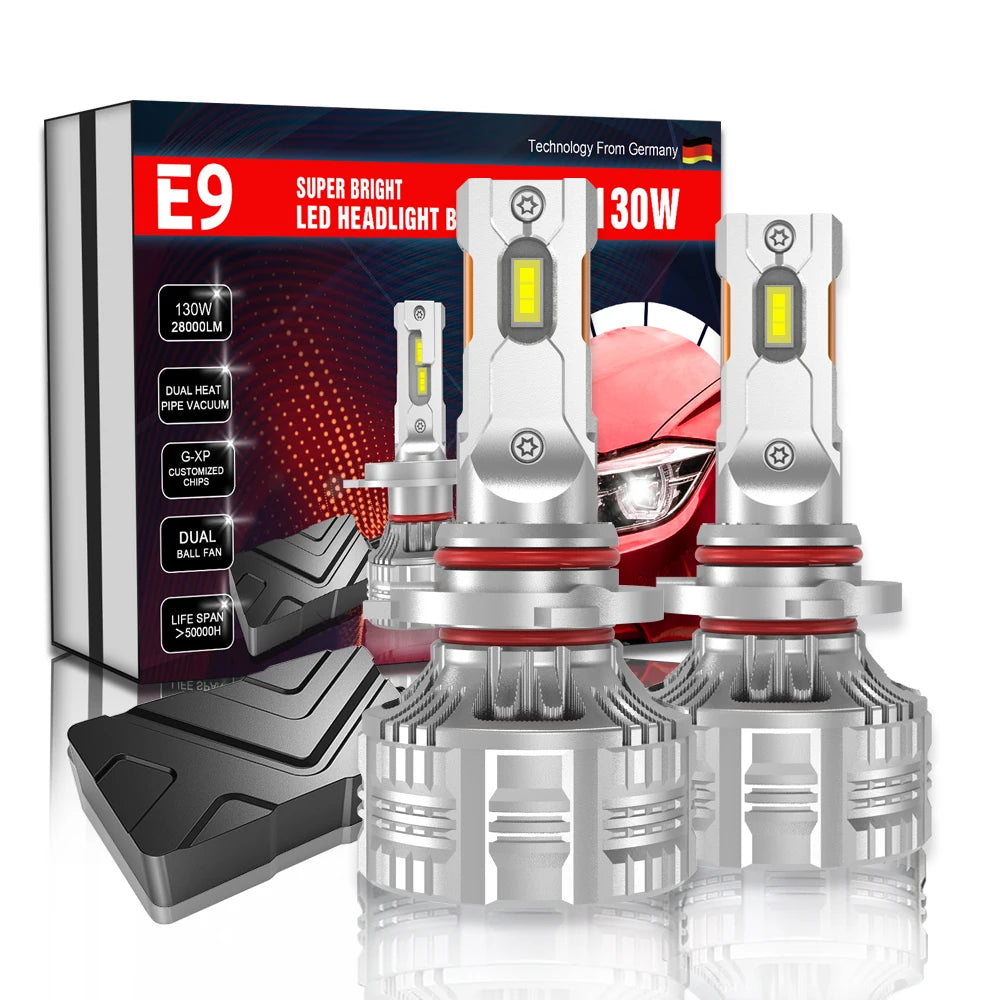 Newest E9 130W 28000LM H7 Led H1 9004 9007 H4 H11 9005 9006 9012 9007 H13 Canbus Motorcycle Light Car LED Headlight Bulbs
