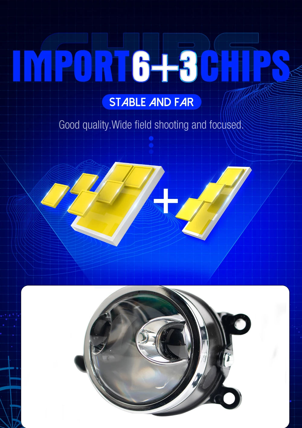 Xenplus Super Bright Car Led 80W 3 Inch Fog Light for Toyota Ford Honda Dual Laser Bi Lens Car Spotlights Led Driving Lamp
