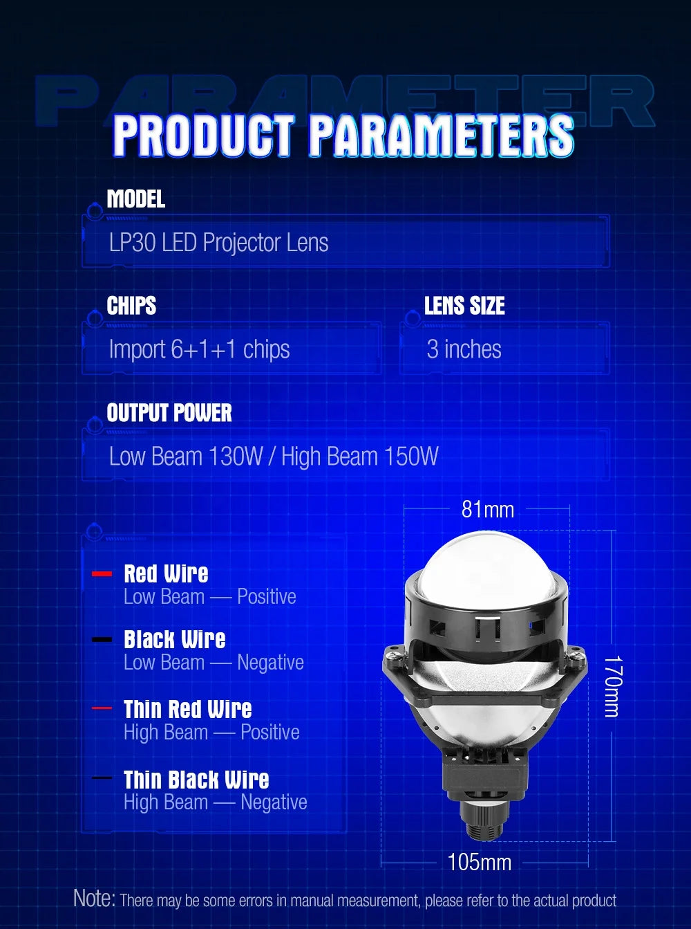 XENPLUS LP30 3-Inch 150W 50000LM Bi LED Projector Lens Non-Destructive for RHD/LHD Hot Sale 12V Car Accessory for All Cars