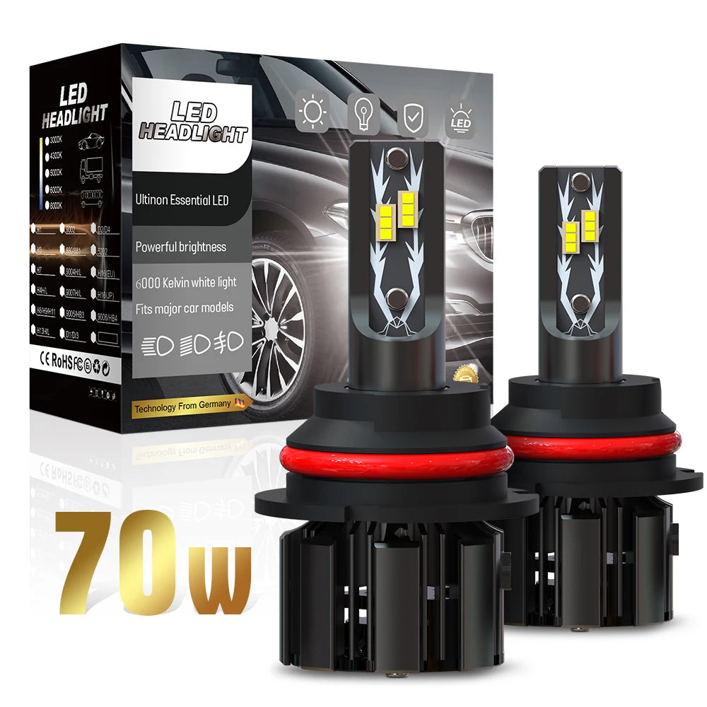 High Quality U12 12V 70W 20000Lm 6500K 3570 CHIP Fog Light Motorcycle Light 9007 Dual Beam Led Car Headlights Headlamp