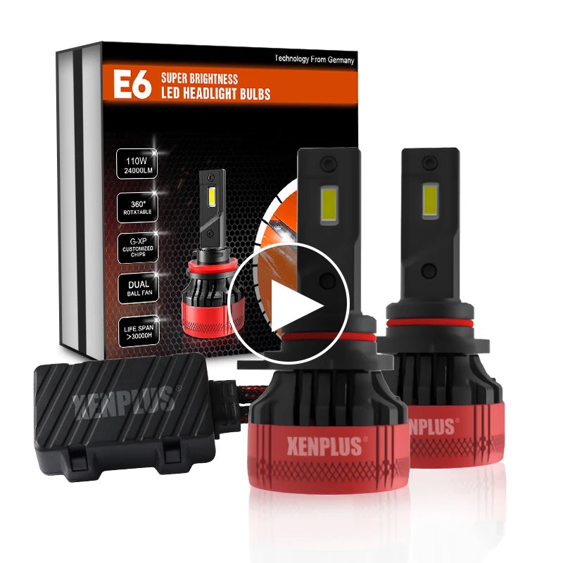 Xenplus High Power 12V 110W 24000LM 6500K G-XP Chip Dual Beam E6 H4 H7 H11 Car Led Headlight Bulbs