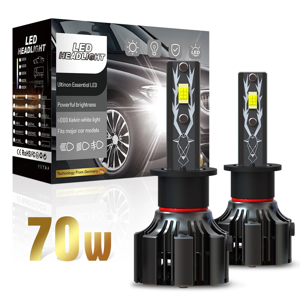 High Quality U12 12V 70W 20000Lm 6500K 3570 CHIP Fog Light Motorcycle Light 9007 Dual Beam Led Car Headlights Headlamp