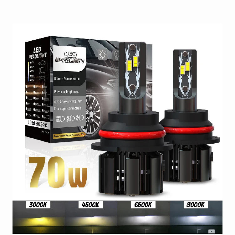 High Quality U12 12V 70W 20000Lm 6500K 3570 CHIP Fog Light Motorcycle Light 9007 Dual Beam Led Car Headlights Headlamp