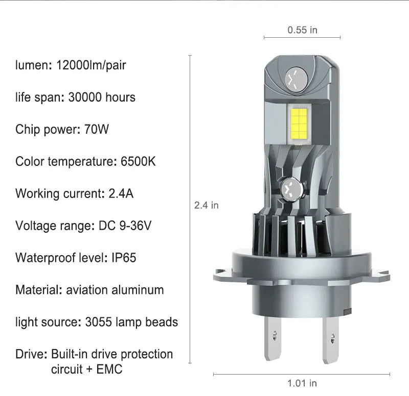 Xenplus W13 9V-36V 70W 12000lm 6500K IP65 Plug and Play Wireless H1 H4 H7 H11 9005 9006 9007 9012 880 Car Led Headlight Bulbs